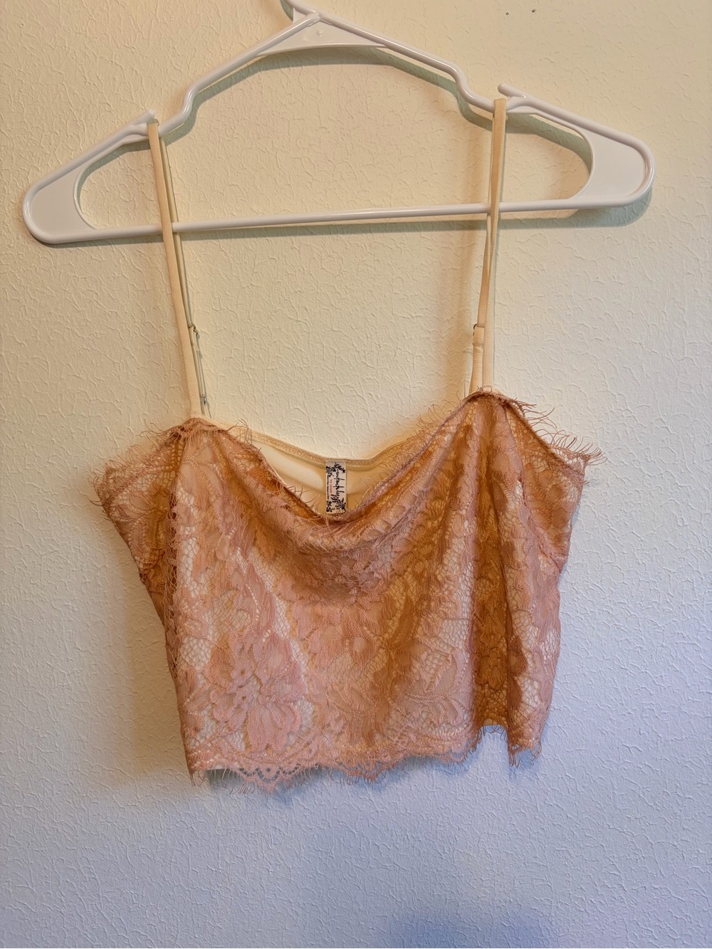 Intimately Free People Blush Pink Eyelash Lace Crop Cami Top XS